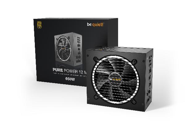 be quiet! Pure Power 12 M 650W, ATX3.1 PCIe5.1, 80+Gold, 1x 12VHPWR (450W), ErP, Energy Star 8, APFC, 2xPCI-Ex(6+2), 5xSATA, 2xPATA, Full Cable Management, 2 Rail, 120 mm silent fan