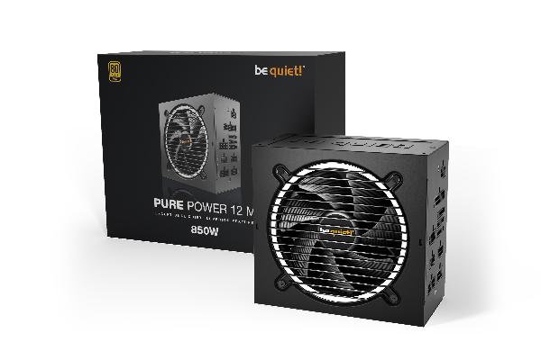 be quiet! Pure Power 12 M 850W, ATX3.1 PCIe5.1, 80+Gold, 1x 12VHPWR (600W), ErP, Energy Star 8, APFC, 4xPCI-Ex(6+2), 6xSATA, 2xPATA, Full Cable Management, 2 Rail, 120 mm silent fan