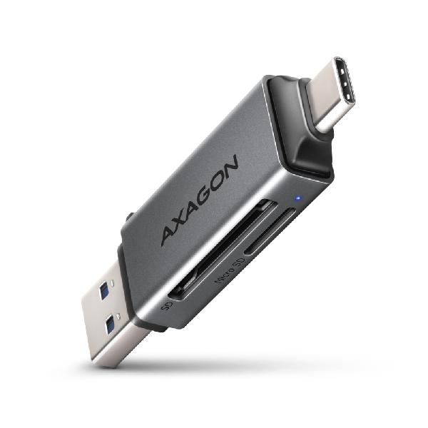 AXAGON CRE-DAC USB-C + USB-A 5 Gbps MINI card reader 2-slot & lun SD/microSD, UHS-I