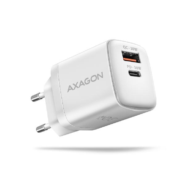 AXAGON ACU-PQ30W Sil Wall charger 30W, 2x port (USB-A + USB-C), PD3.0/PPS/QC4+/AFC/Apple