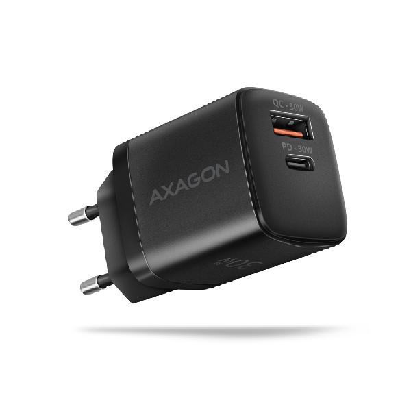 AXAGON ACU-PQ30 Sil Wall charger 30W, 2x port (USB-A + USB-C), PD3.0/PPS/QC4+/AFC/Apple
