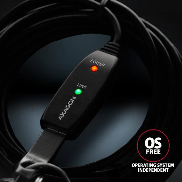 AXAGON ADR-220 USB 2.0 A-M -> A-F active extension/repeater cable 20m