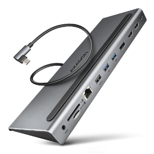 AXAGON HMC-4KX3 USB 5Gbps hub, 3x USB-A, 2x HDMI + DP + GLAN + SD/microSD + audio, PD 100W