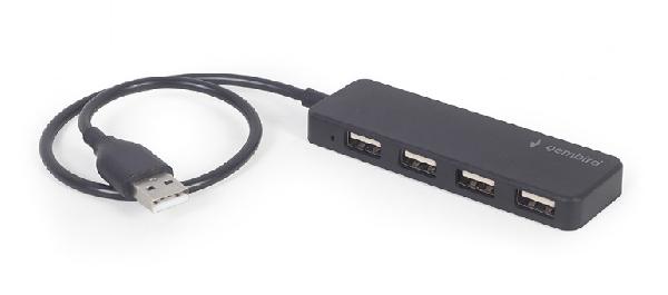 Gembird 4 poorts USB 2.0 hub, 30 cm kabel, zwart