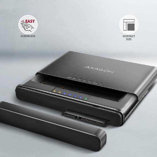 AXAGON ADSA-CC USB-C 10Gbps - NVMe M.2 SSD & SATA 2.5 /3.5 SSD/HDD CLONE MASTER 2