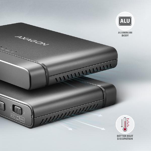 AXAGON ADSA-CC USB-C 10Gbps - NVMe M.2 SSD & SATA 2.5 /3.5 SSD/HDD CLONE MASTER 2