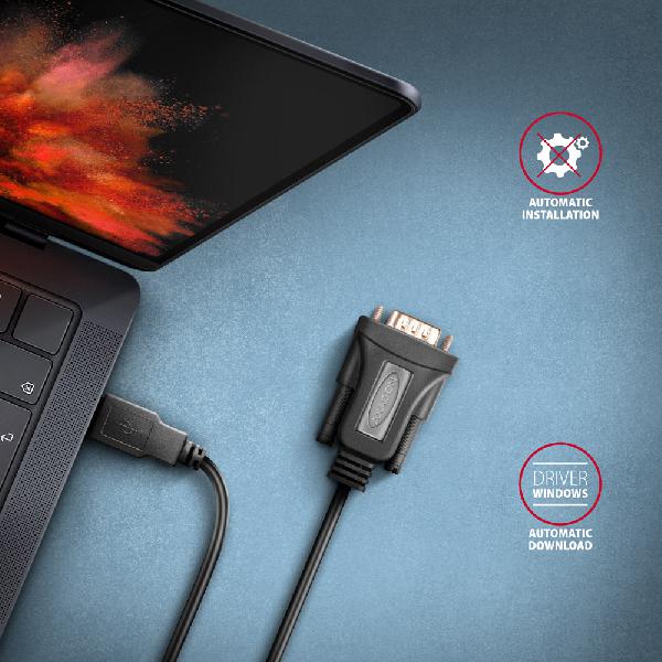 AXAGON ADS-1PQN USB-A 2.0 - serial RS-232 DB9-M FTDI adapter / cable 1.5m