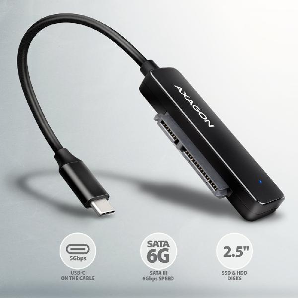 AXAGON ADSA-FP2C USB-C 5Gbps - SATA 6G, 2.5 SSD/HDD SLIM adapter