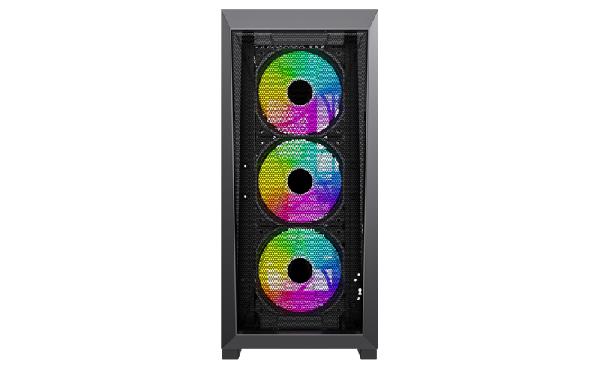 Xilence Xilent X Black, ATX tempered glass window, mesh front case, 3 x 120 mm ARGB front fan and 1 x 120 mm PWM rear fan included