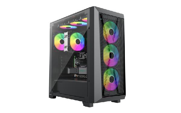 Xilence Xilent X Black, ATX tempered glass window, mesh front case, 3 x 120 mm ARGB front fan and 1 x 120 mm PWM rear fan included