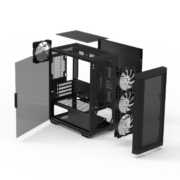 Zalman M4 Black micro-ATX front Mesh, side Tempered Glass case, ARGB controller, included 4 x 120 mm ARGB Fan, 1 x 3.5, 2 x 2.5 , 385(D) x 208(W) x 425(H)mm