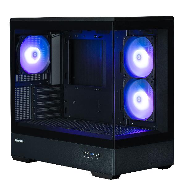 Zalman P30 Black micro-ATX Tempered Glass Panoramic View, 3 x 120 mm ARGB Fan included, 2 x 3.5, 1 x 2.5, 453(D) x 235(W) x 429(H)mm