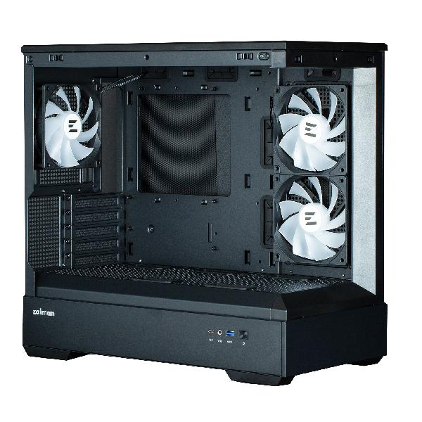 Zalman P30 Black micro-ATX Tempered Glass Panoramic View, 3 x 120 mm ARGB Fan included, 2 x 3.5, 1 x 2.5, 453(D) x 235(W) x 429(H)mm