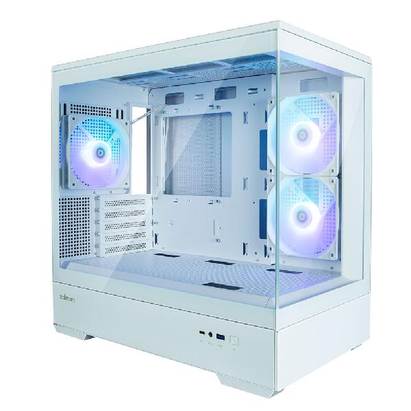 Zalman P30 White micro-ATX Tempered Glass Panoramic View, 3 x 120 mm ARGB Fan included, 2 x 3.5, 1 x 2.5, 453(D) x 235(W) x 429(H)mm