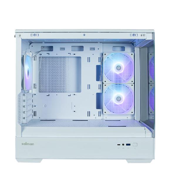 Zalman P30 White micro-ATX Tempered Glass Panoramic View, 3 x 120 mm ARGB Fan included, 2 x 3.5, 1 x 2.5, 453(D) x 235(W) x 429(H)mm