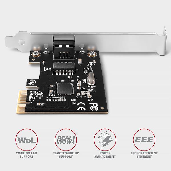 AXAGON PCEE-GRL PCIe - Gigabit Ethernet adapter Realtek 8111L w. SP & LP