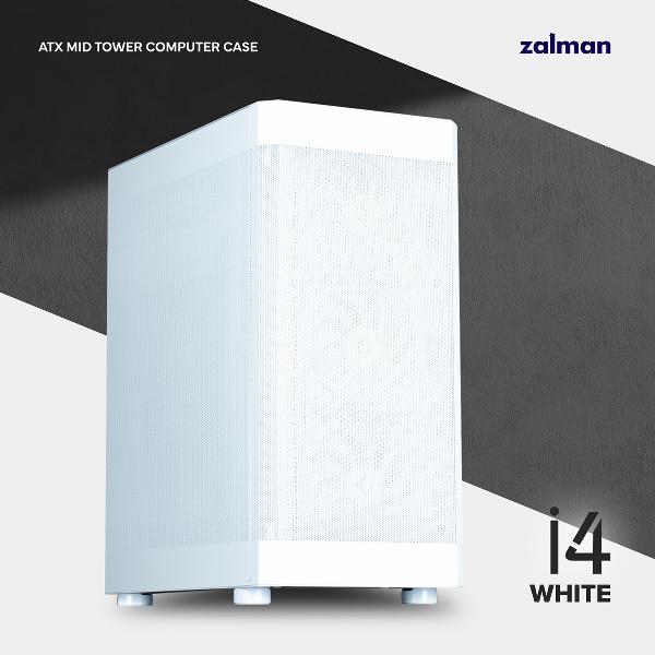 Zalman I4 White, ATX Mid Tower PC Case, Optimized air cooling with Six 120mm fans and Mesh front & Mesh side panel, Pre-installed fan: 6 x 120mm fan, (3 in front, 2 in top & 1 in rear), front & side dust filters, support 120/240/280/360mm AIO Water Coole