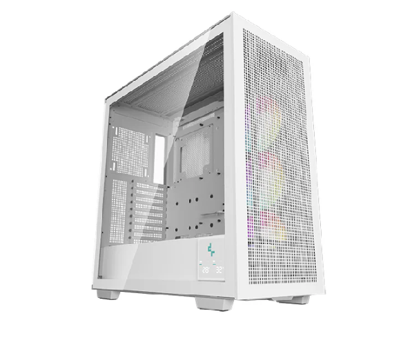 DeepCool MORPHEUS WH ATX+ Modular Airflow case, Single and Dual Chamber Configurations, Dual Status Display, Trinity 140mm ARGB Fans, Vertical Mount and Gen 4 Riser Cable, Magnetic Mesh Filters, Type-C, 4x USB 3.0, White