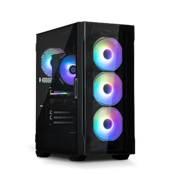 Zalman I3 Neo TG Black ATX Mid Tower PC Case, Tempered Glass front, Pre-installed fan: 3 x 120mm Infinity ARGB, 1 x 120mm Infinity ARGB rear, 2 x 3.5, 3 x 2.5, Tempered Glass window left, 415(D) x 219(W) x 484(H)mm