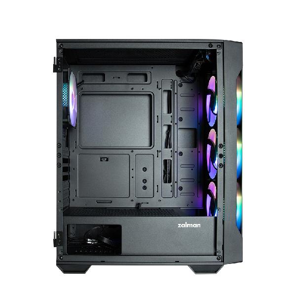 Zalman I3 Neo TG Black ATX Mid Tower PC Case, Tempered Glass front, Pre-installed fan: 3 x 120mm Infinity ARGB, 1 x 120mm Infinity ARGB rear, 2 x 3.5, 3 x 2.5, Tempered Glass window left, 415(D) x 219(W) x 484(H)mm