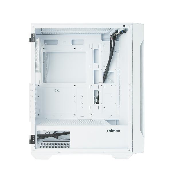 Zalman I3 Neo TG White ATX Mid Tower PC Case, Tempered Glass front, Pre-installed fan: 3 x 120mm Infinity ARGB, 1 x 120mm Infinity ARGB rear, 2 x 3.5, 3 x 2.5, Tempered Glass window left, 415(D) x 219(W) x 484(H)mm
