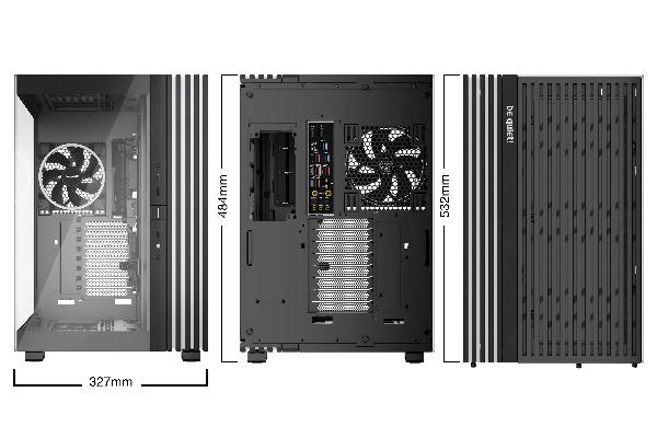 be quiet! Light Base 900 FX Black Panoramic tempered glass E-ATX Case, 2x 420 mm Radiator Support, 532 x 326 x 465, front ARGB strip, MB with backconnector support, 2 x ARGB+fan hub, Side 3 x Light Wings Reversed 140mm PWM, Rear 1 x Light Wings 140mm PWM