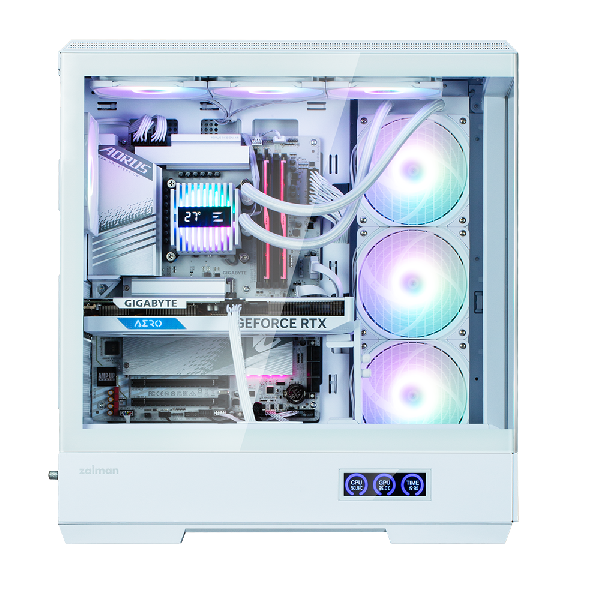 Zalman P50 DS White ATX Tempered Glass Panoramic View, Reverse layout mainboard support, display, 3 x 120 mm ZM-AF120R ARGB (side) + 1 x 120 mm ZM-AF120 ARGB (rear)Fan included, 2 x 3.5, 2 x 2.5, 480(D) x 240(W) x 512(H)mm