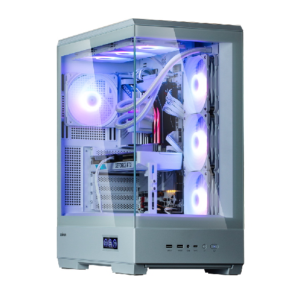 Zalman P50 DS White ATX Tempered Glass Panoramic View, Reverse layout mainboard support, display, 3 x 120 mm ZM-AF120R ARGB (side) + 1 x 120 mm ZM-AF120 ARGB (rear)Fan included, 2 x 3.5, 2 x 2.5, 480(D) x 240(W) x 512(H)mm