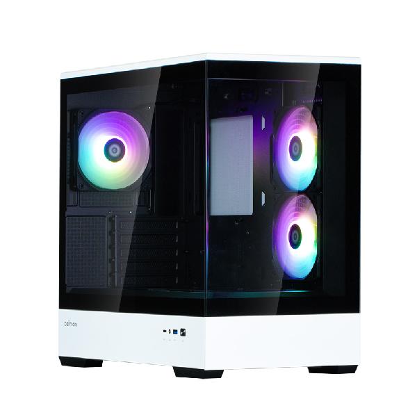 Zalman P30 White outside, Black inside micro-ATX Tempered Glass Panoramic View, 3 x 120 mm ARGB Fan included, 2 x 3.5, 1 x 2.5, 453(D) x 235(W) x 429(H)mm