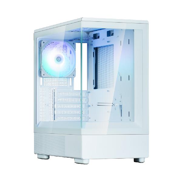 Zalman P10 White micro-ATX Tempered Glass Panoramic View, 1 x 120 mm ARGB Fan included, 2 x 3.5, 1 x 2.5, 418(D) x 216(W) x 422(H)mm