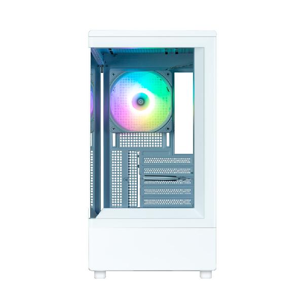 Zalman P10 White micro-ATX Tempered Glass Panoramic View, 1 x 120 mm ARGB Fan included, 2 x 3.5, 1 x 2.5, 418(D) x 216(W) x 422(H)mm