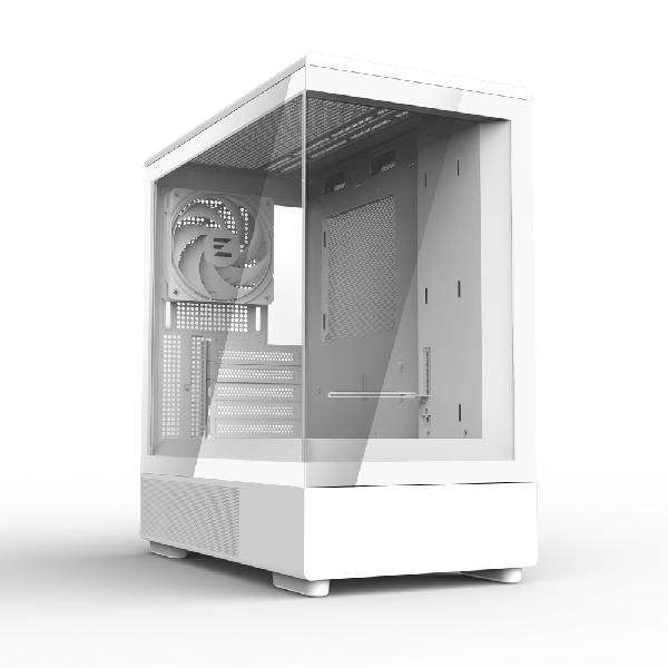Zalman P10 White micro-ATX Tempered Glass Panoramic View, 1 x 120 mm ARGB Fan included, 2 x 3.5, 1 x 2.5, 418(D) x 216(W) x 422(H)mm