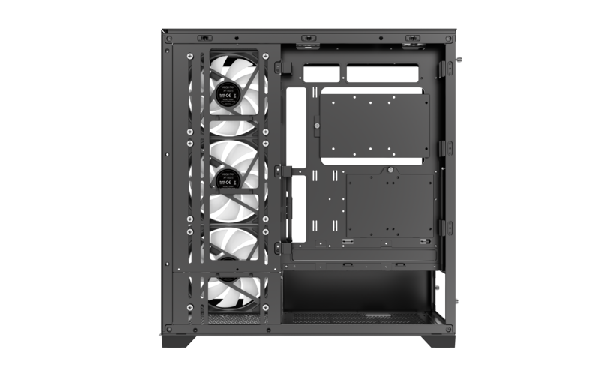 Xilence Xilent Gleam Black, ATX tempered glass aquarium style case, 4 x 140 mm ARGB fan included, PWM/ARGB controller