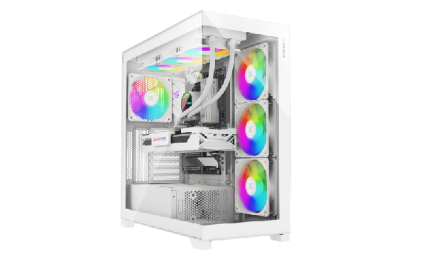 Xilence Xilent Gleam White, ATX tempered glass aquarium style case, 4 x 140 mm ARGB fan included, PWM/ARGB controller