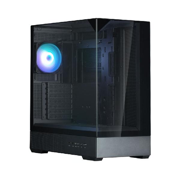 Zalman P40 Prism Black, ATX Mid-Tower PC Case, Three Sided Tempered glass panels, 1x AF120 ARGB fan Pre-Installed at rear, 6-Port RGB LED Hub, Magnetic dust filter with frame at the bottom, Supports up to 360mm Radiator, I/O Ports USB 3.1 Gen2 Type-C x 1