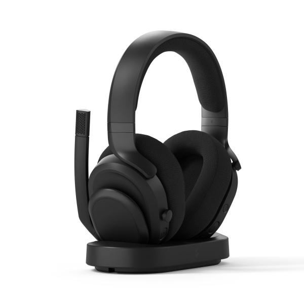 Fractal Design Scape Dark gaming headset, charging stand, 2.4 GHz Wireless 24 bit 96 KHz. BT 5.3, USB