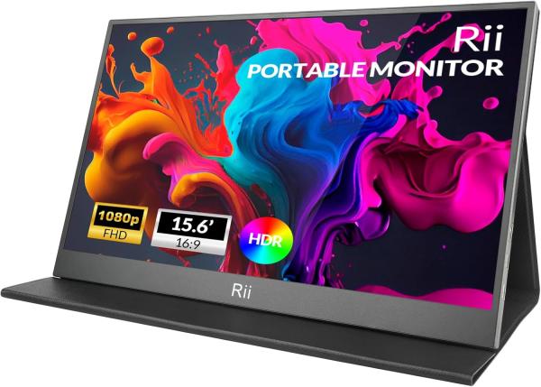 Rii 15.6 inch FHD 1920x1080 portable IPS monitor met USB C en HDMI, ultra slim ontwerp met beschermcover, HDR ondersteuning en device support voor laptop, PC, telefoon en consoles (1.8kg, 35.6 x 22.3 x 0.96cm)