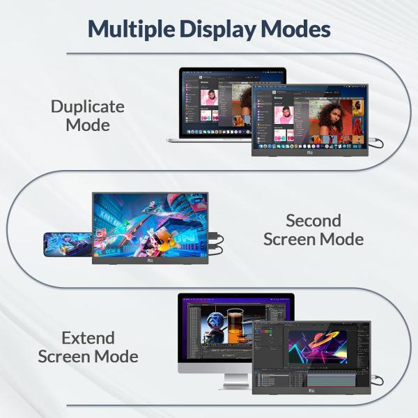 Rii 15.6 inch FHD 1920x1080 portable IPS monitor met USB C en HDMI, ultra slim ontwerp met beschermcover, HDR ondersteuning en device support voor laptop, PC, telefoon en consoles (1.8kg, 35.6 x 22.3 x 0.96cm)