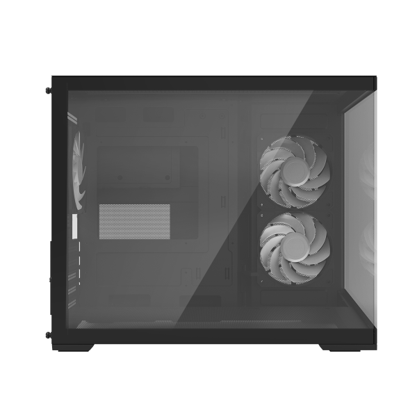 Zalman D30 Black, mATX Mid-Tower PC Case, Dual-Chamber Case with a panoramic view, Seamless Tempered glass at front & left side, Optimal side fan direction for efficient cooling, 1x 120mm ARGB fan at rear, 2x 120mm