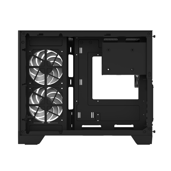 Zalman D30 Black, mATX Mid-Tower PC Case, Dual-Chamber Case with a panoramic view, Seamless Tempered glass at front & left side, Optimal side fan direction for efficient cooling, 1x 120mm ARGB fan at rear, 2x 120mm