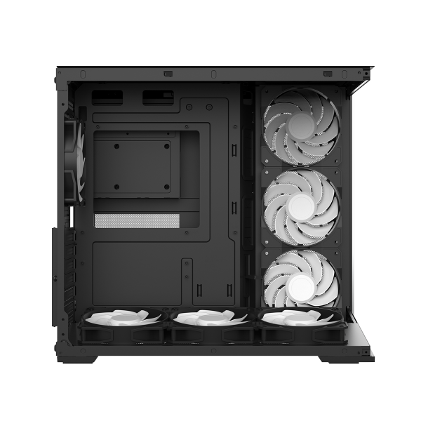 zalman D40 Black, ATX Mid-Tower PC Case, Dual-Chamber Case with a panoramic view, Seamless Tempered glass at front & left side, Optimal side fan direction for efficient cooling, 1x 120mm ARGB fan at rear, 3x 120mm