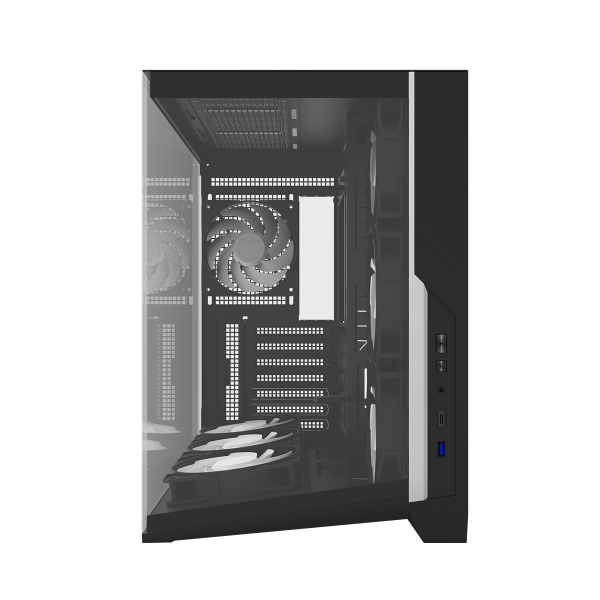 zalman D40 Black, ATX Mid-Tower PC Case, Dual-Chamber Case with a panoramic view, Seamless Tempered glass at front & left side, Optimal side fan direction for efficient cooling, 1x 120mm ARGB fan at rear, 3x 120mm