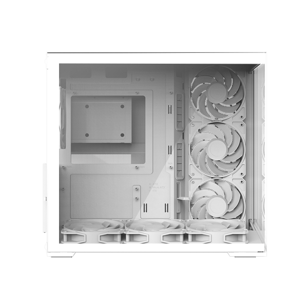 Zalman D40 White, ATX Mid-Tower PC Case, Dual-Chamber Case with a panoramic view, Seamless Tempered glass at front & left side, Optimal side fan direction for efficient cooling, 1x 120mm ARGB fan at rear, 3x 120mm