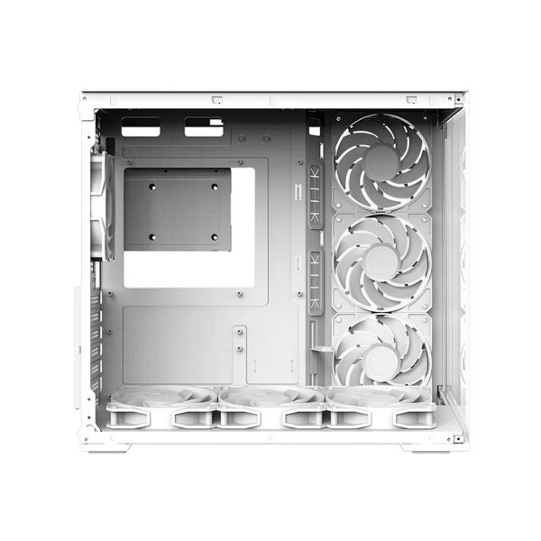 Zalman D40 White, ATX Mid-Tower PC Case, Dual-Chamber Case with a panoramic view, Seamless Tempered glass at front & left side, Optimal side fan direction for efficient cooling, 1x 120mm ARGB fan at rear, 3x 120mm
