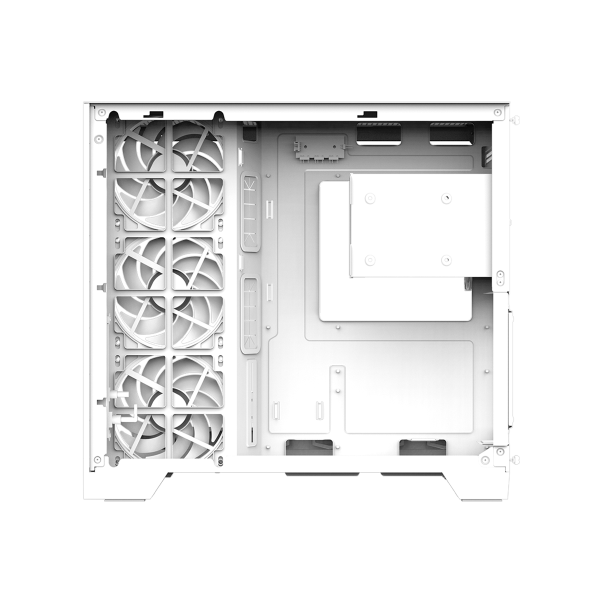 Zalman D40 White, ATX Mid-Tower PC Case, Dual-Chamber Case with a panoramic view, Seamless Tempered glass at front & left side, Optimal side fan direction for efficient cooling, 1x 120mm ARGB fan at rear, 3x 120mm