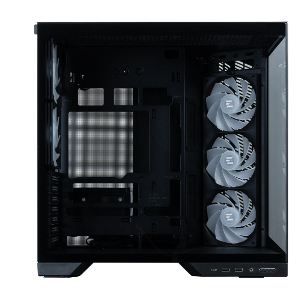 Zalman D50 Black, ATX Mid-Tower PC Case, Dual-Chamber Case with a panoramic view, Seamless Tempered glass at front & left side, Optimal side fan direction for efficient cooling, 2x 120mm ARGB fan at rear, 3x 120mm