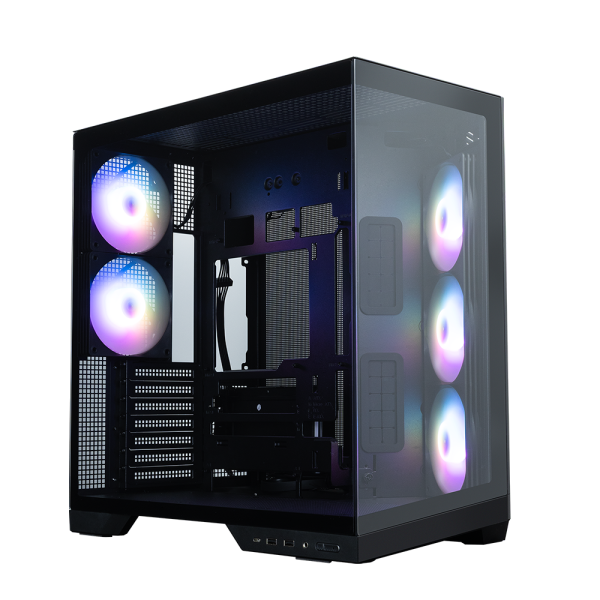 Zalman D50 Black, ATX Mid-Tower PC Case, Dual-Chamber Case with a panoramic view, Seamless Tempered glass at front & left side, Optimal side fan direction for efficient cooling, 2x 120mm ARGB fan at rear, 3x 120mm