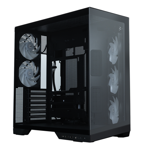Zalman D50 Black, ATX Mid-Tower PC Case, Dual-Chamber Case with a panoramic view, Seamless Tempered glass at front & left side, Optimal side fan direction for efficient cooling, 2x 120mm ARGB fan at rear, 3x 120mm