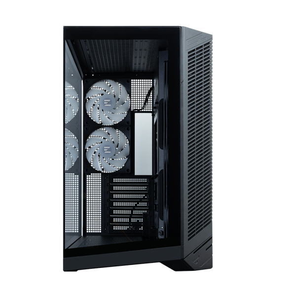 Zalman D50 Black, ATX Mid-Tower PC Case, Dual-Chamber Case with a panoramic view, Seamless Tempered glass at front & left side, Optimal side fan direction for efficient cooling, 2x 120mm ARGB fan at rear, 3x 120mm