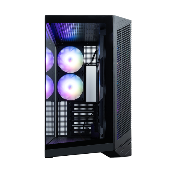 Zalman D50 Black, ATX Mid-Tower PC Case, Dual-Chamber Case with a panoramic view, Seamless Tempered glass at front & left side, Optimal side fan direction for efficient cooling, 2x 120mm ARGB fan at rear, 3x 120mm